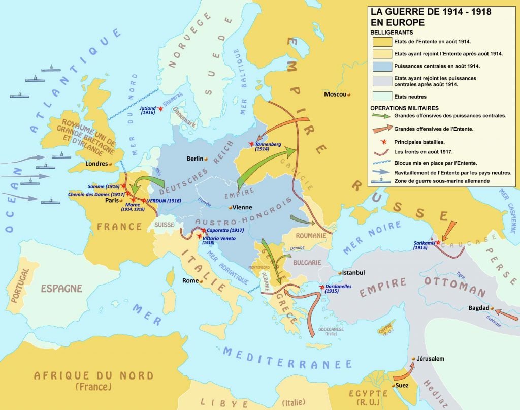 L'Europe de 1914 à 1918